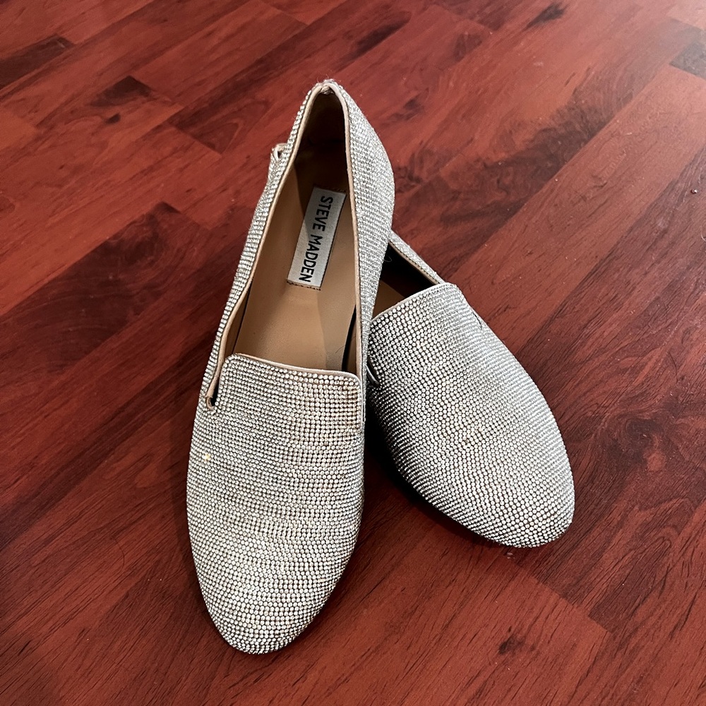 WORN ONCE! Rhinestone Steve Madden Flats - Size 7.5